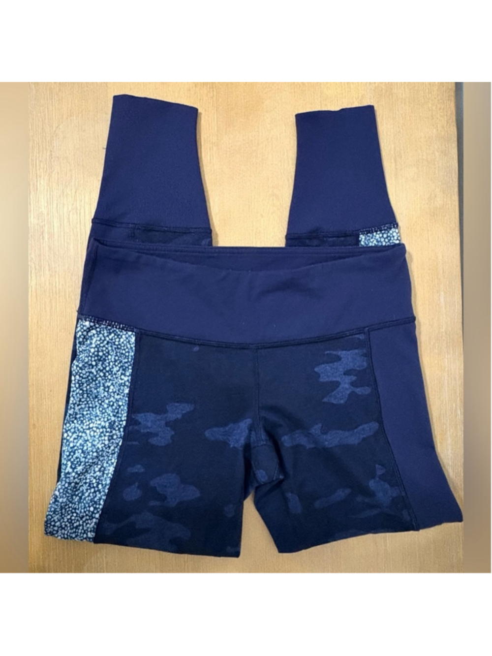 Lululemon Rare Wunder Under Leggings Sashiko Camo Patch Sz 8 Inkwell Blue EUC